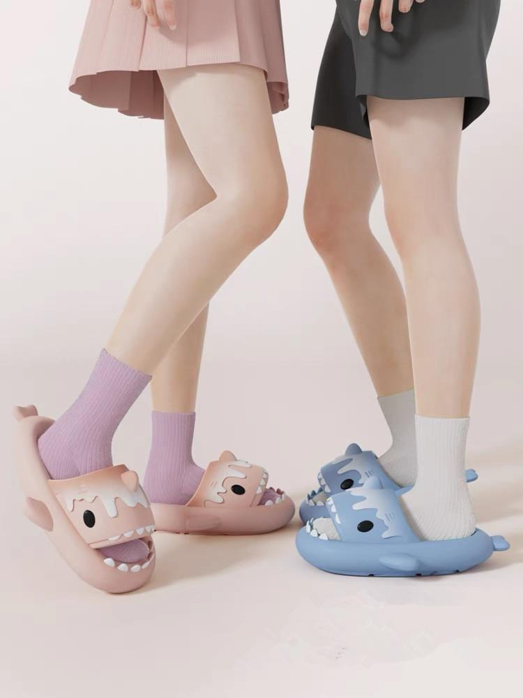 Fashion 2024 Ice Cream Shark Slippers Women's Cute Summer Girl's Indoor Household Anti Slip Couple Slippers Men's Summer Slippers