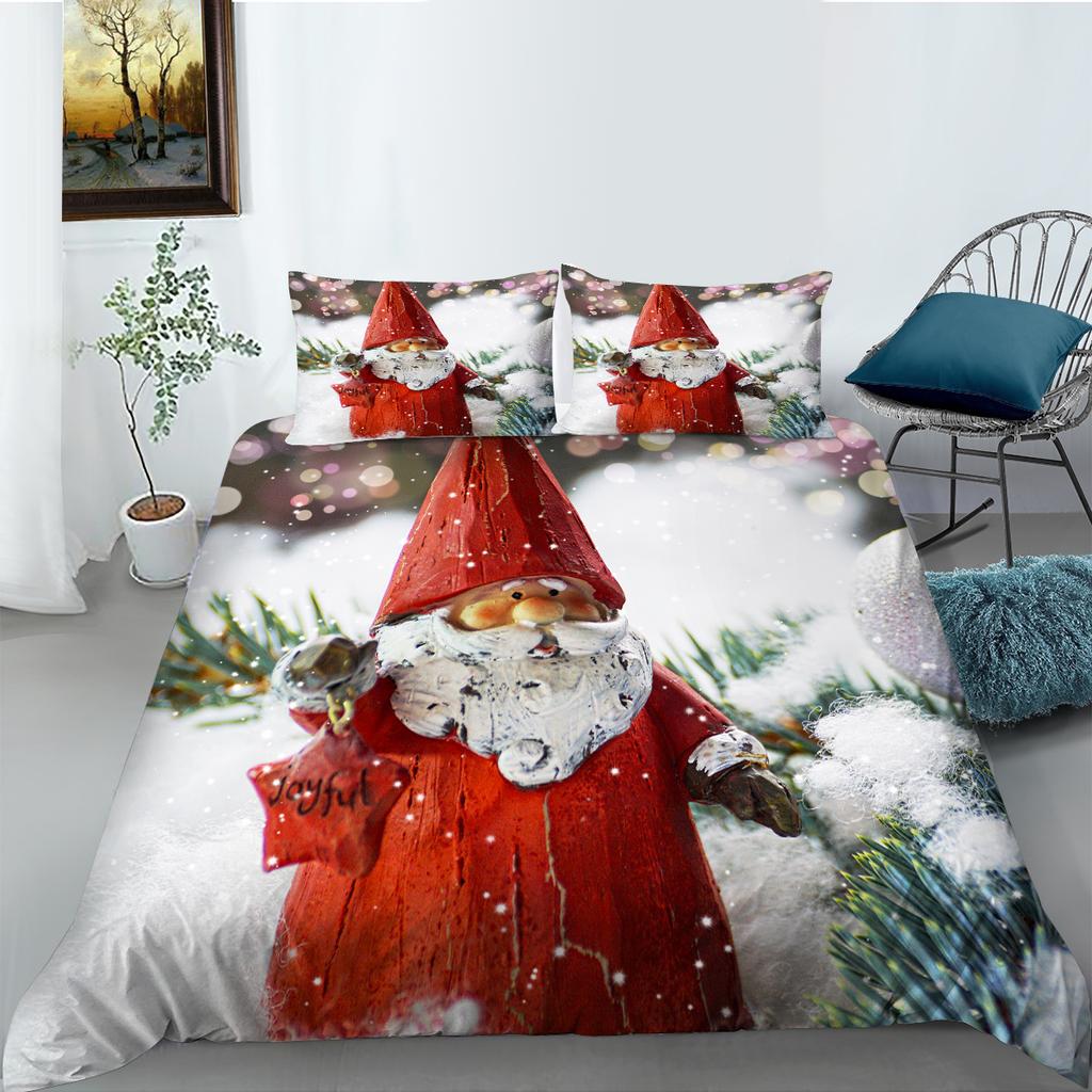 Christmas Bedding Set Pillow Cover and Quilt Cover Bedding Set Duvet Cover Full Size Single/Double Bed Home Decoration Gift