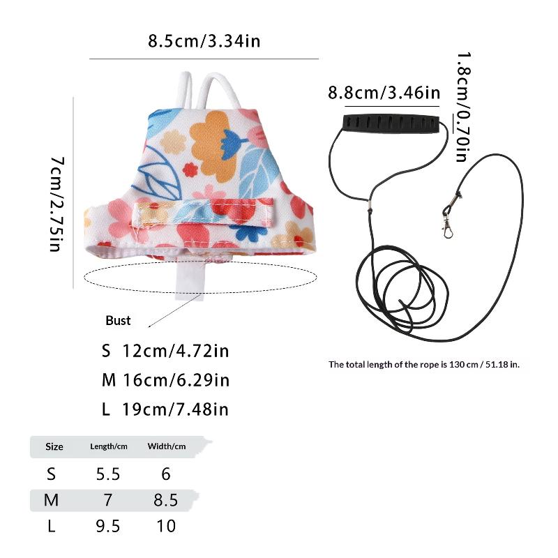 Pet Parrot Flying Clothes Walk The Bird Traction Rope Clothes Parrots Outdoor Flying Rope Pet Decoration Pet Bird Supplies M