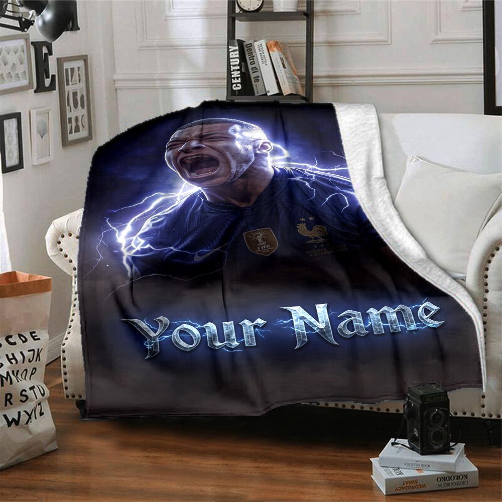 Mbappé Personalized Name Blanket Cozy Customizable Blanket Comfortable Perfect for Picnics Bedding Office Chair Office for All Occasions