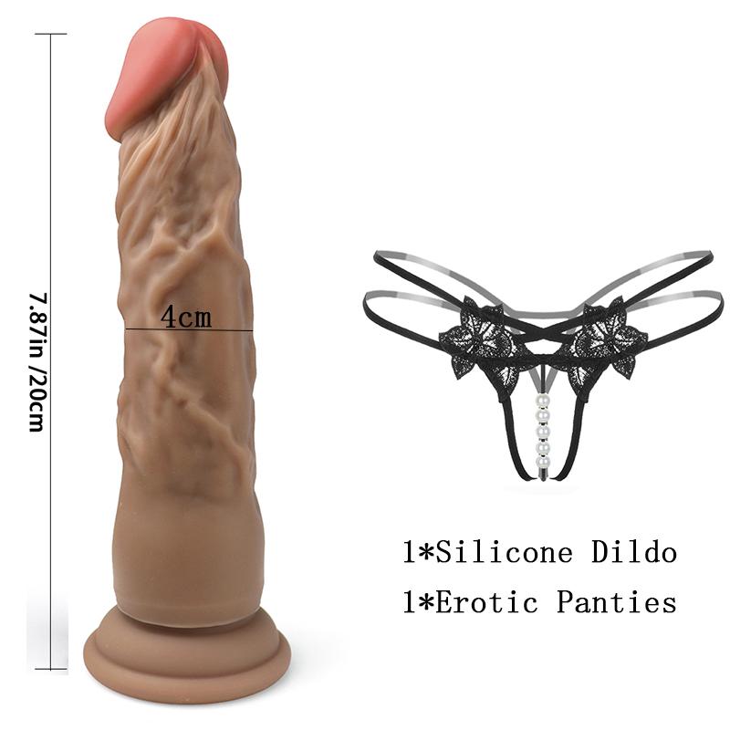 Realistischer weicher Silikondildo mit erotischem Höschen, schwules Spiel für Erwachsene, Sexspielzeug für lesbische Frauen, Paare