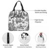 Black And White Toile De Jouy Insulated Lunch Bag for Women Children Leakproof Food Boxes Thermal Lunch Box Tote