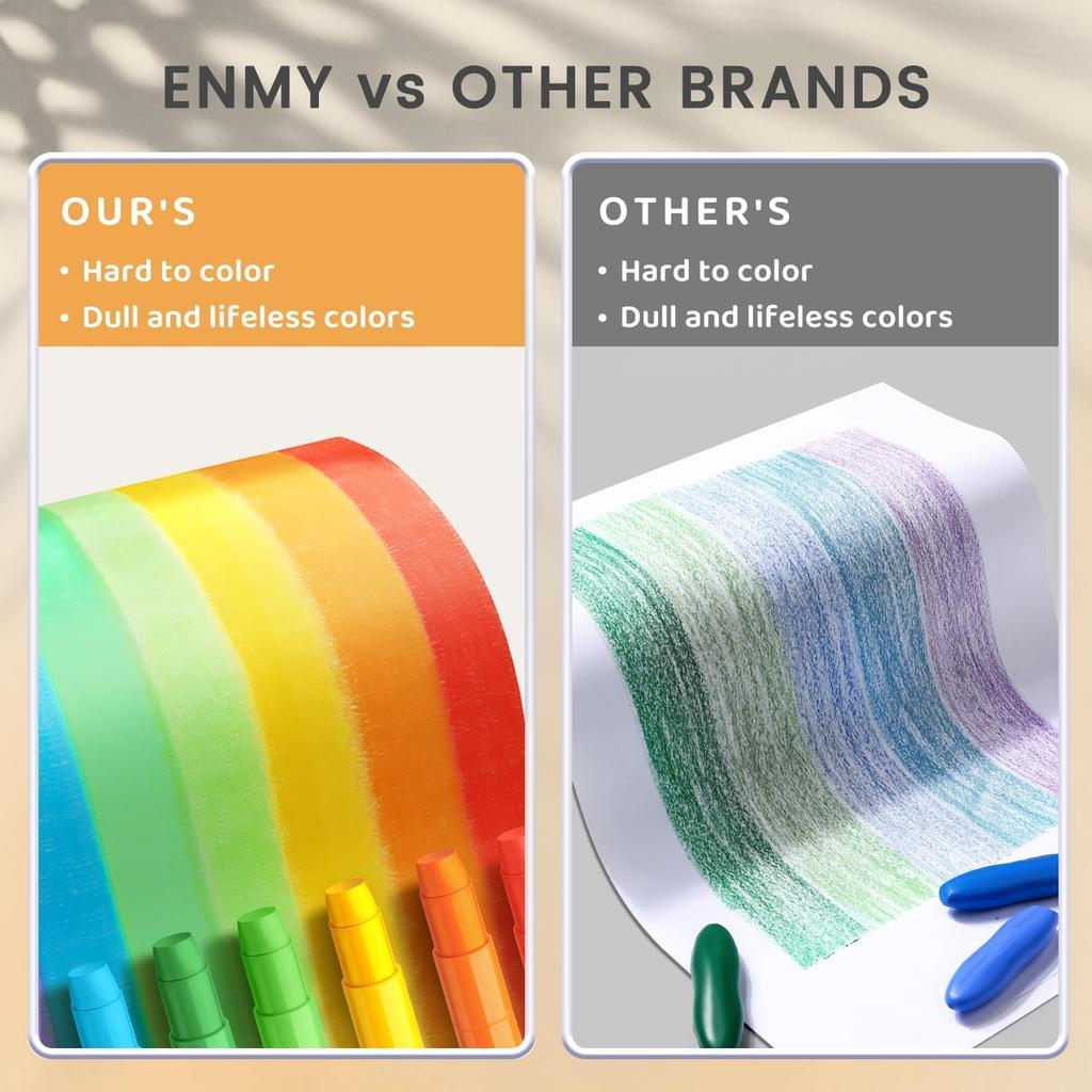 ENMY Crayon Retractable Gel Tempera Crayons for and Doodling On and 48-Color Set Water-Washable, Crayons. Break-Resistant Drawing, Coloring, Paper,