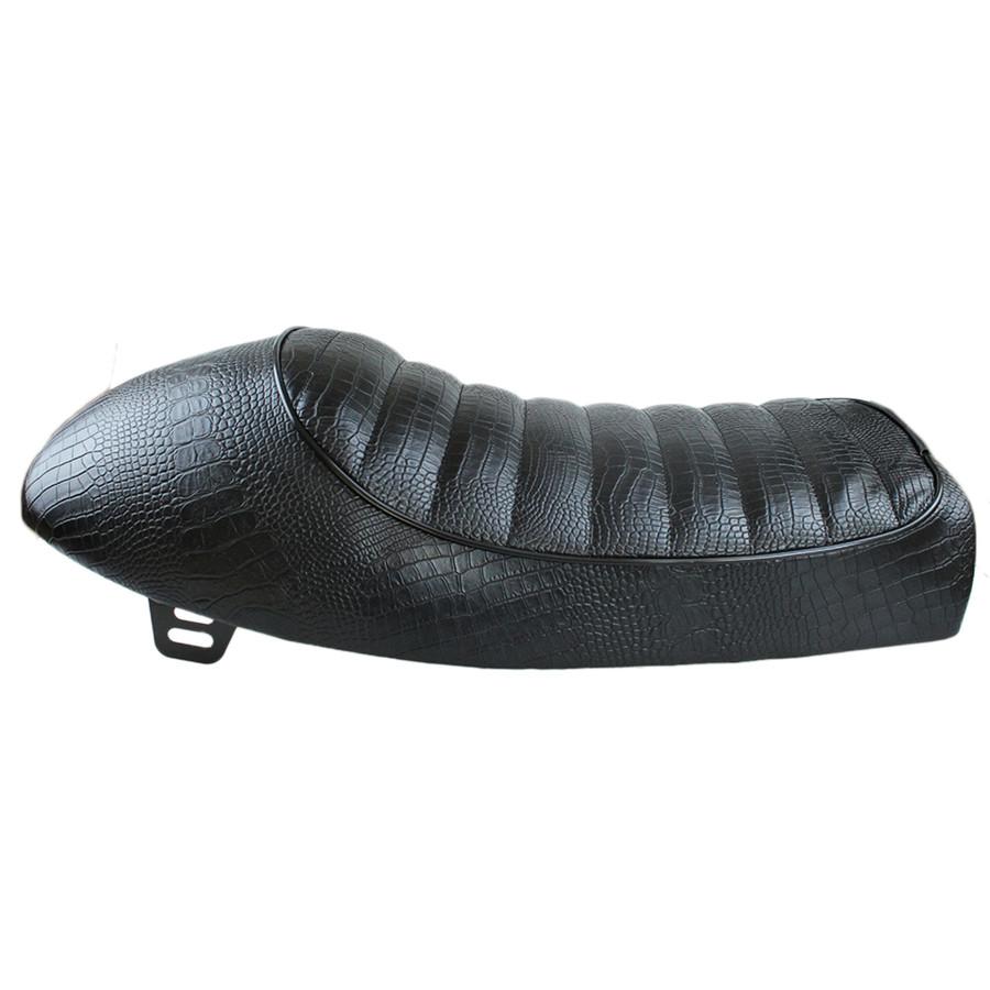 

Motorcycle Black Retro Leather Crocodile pattern Hump Cafe Racer Seat for Honda CG series