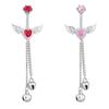 Wing Heart Belly Button Rings Shiny Inlay Dangle Hypoallergenic Steel Navel Piercing For Beach Parties Daily Wear