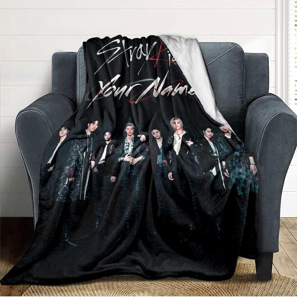 Name Custom Stray Kids Print Flannel Blanket High Quality Warm Comfortable Cover for All Seasons Perfect for Gifts Home Decor