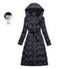 Sibaoshe Women's Hooded Waist-Cinching Mid-Length Down Coat