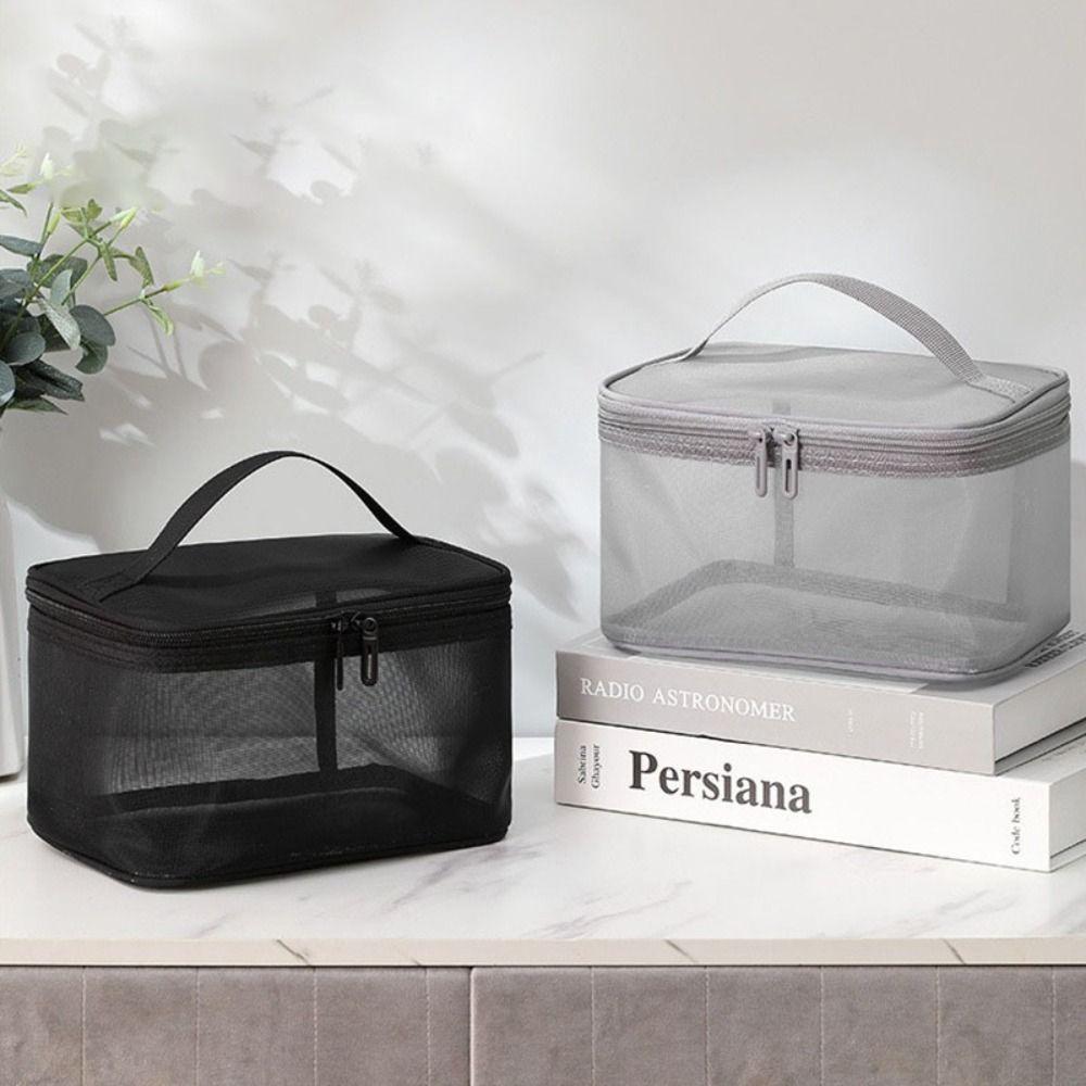 1/2/3 Layers Double-layer Storage Bag Transparent Perspective Makeup Bag Mesh Cosmetic Bags Women
