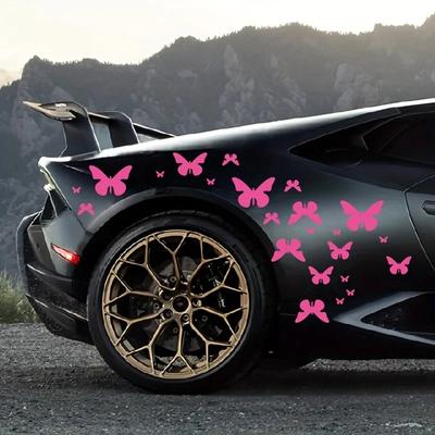 62 pezzi Adesivi per portiera laterale auto con grafica a farfalla carini e bellissimi, fai da te, moda, styling auto, paraurti, decalcomanie in vinile
