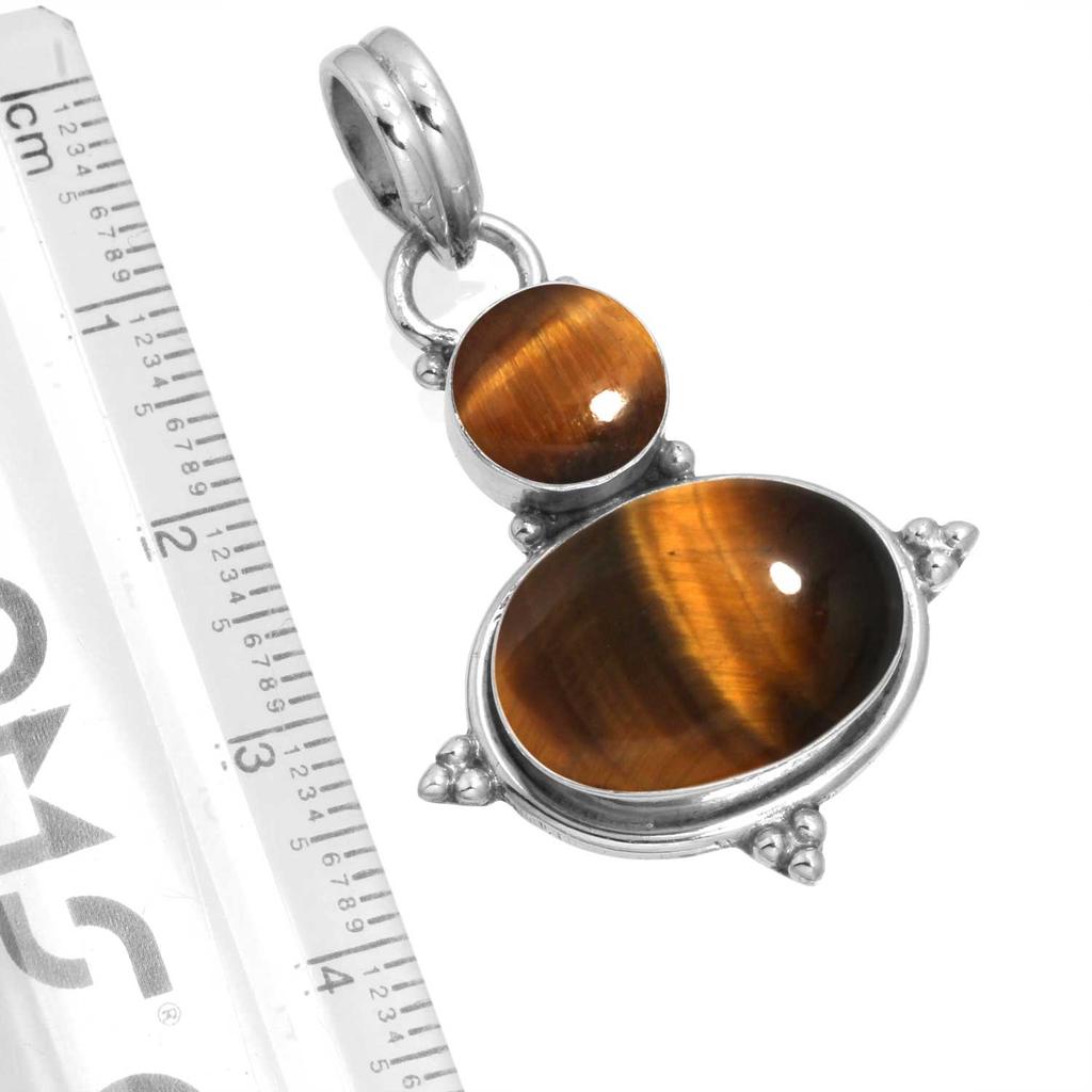 925 Sterling Silver Pendant Women Gemstone Handmade Jewelry Mothers' Day Gift Malachite Moonstone Rose Quartz Red Stone Smoky Topaz Tiger Eye Vintage