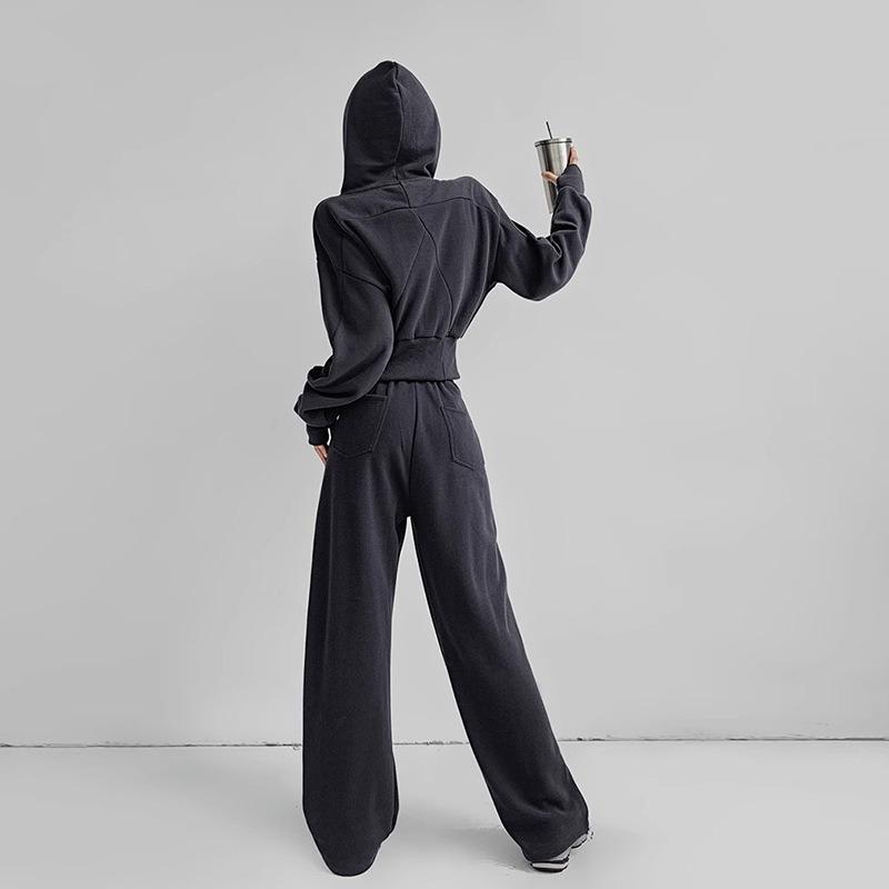 Gray sweatpants women's new spring and autumn high-waisted straight wide-leg pants small casual loose sweatpants women