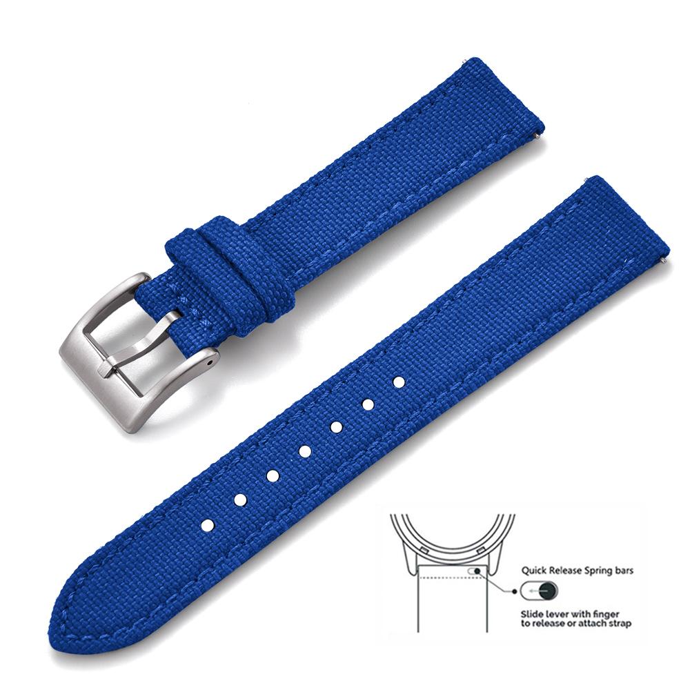 2025 Novo Pulseira de Lona de Nylon de Liberação Rápida de 18/20/22mm Para Samsung Galaxy Watch Huawei GT4 Pulseira de Couro Militar Vintage