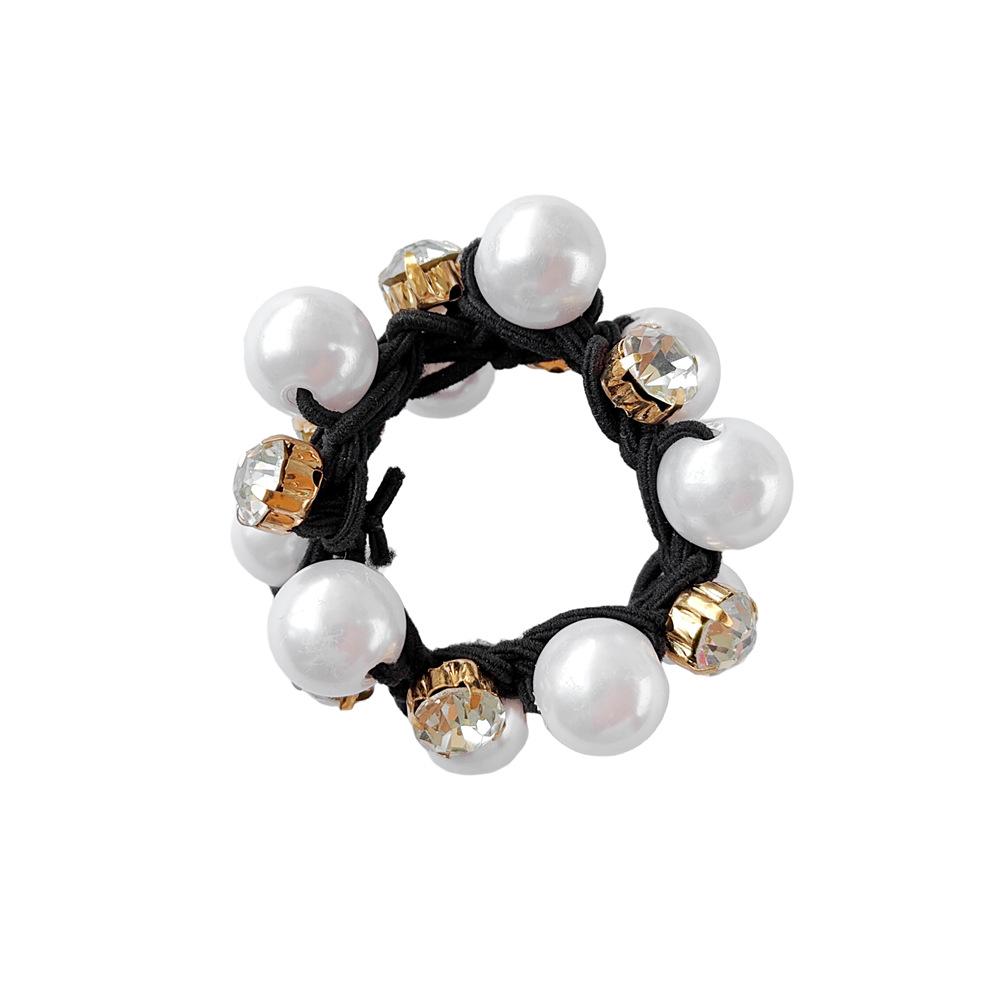 1pc/3pcs Fashion Hair Accessories Women's Pearl Hair Rope Coiled Hair Versatile Ponytail Ring Elastic Water Diamond Leather Band