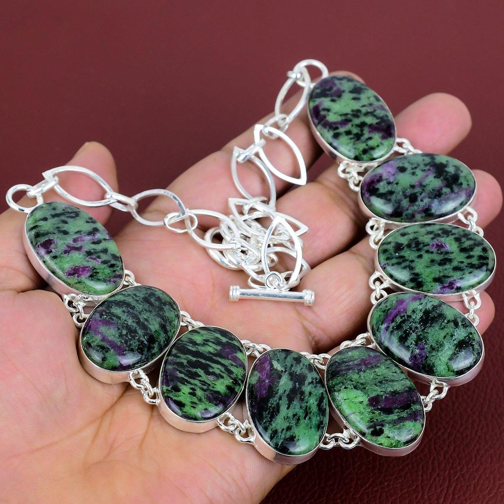 Ruby zoisite necklace gemstone jewelry dainty necklace 925 sterling silver necklace adjustable chain necklace handmade necklace gift for mom