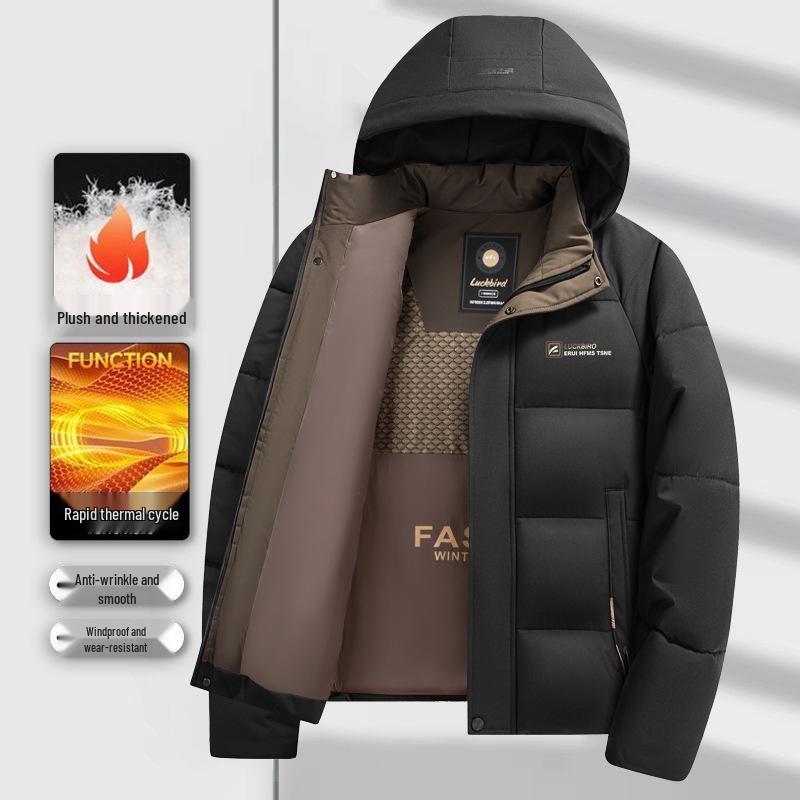 Men's Fleece-Lined Graphene Cotton Jacket, Warm Hooded and Cold-Resistant Winter Outerwear