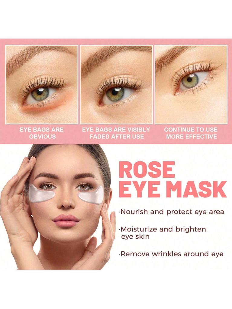 60Pcs/30Pairs Set Rose Eye Mask Plant Essence Moisturizes Eyes Brighten And Improve Eye Bags Relieve
