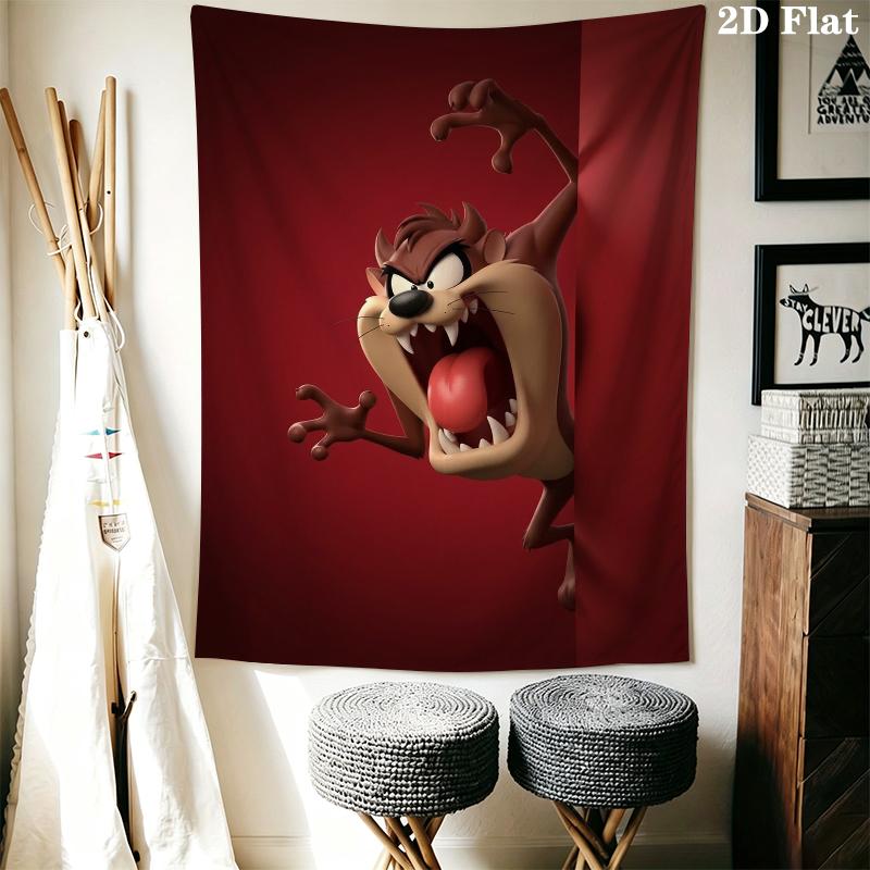 Tazmanian Devil Wall Tapestry Aesthetic Wall Hanging Printed Fabric Blanket Decorative Tapestries for Bedroom Living Room Home Decor