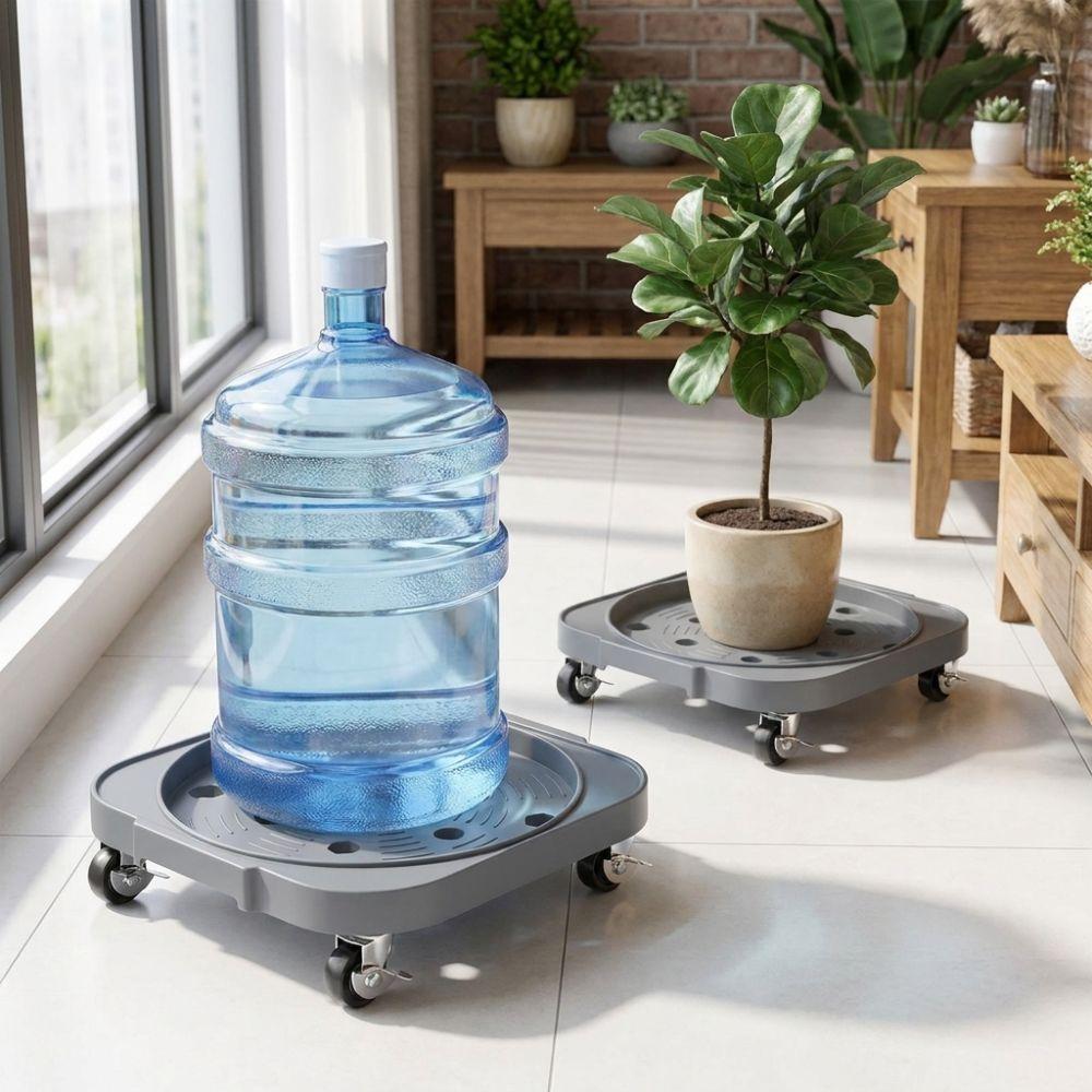2PCS Heavy Duty Plant Roller Base Grey Movable Tray Durable Rolling Plant Caddy