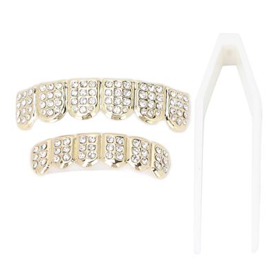 Fashionable Gold Plated Hip Hop Teeth Set Alloy Unisex Rapper Costume Teeth AccessoriesGold