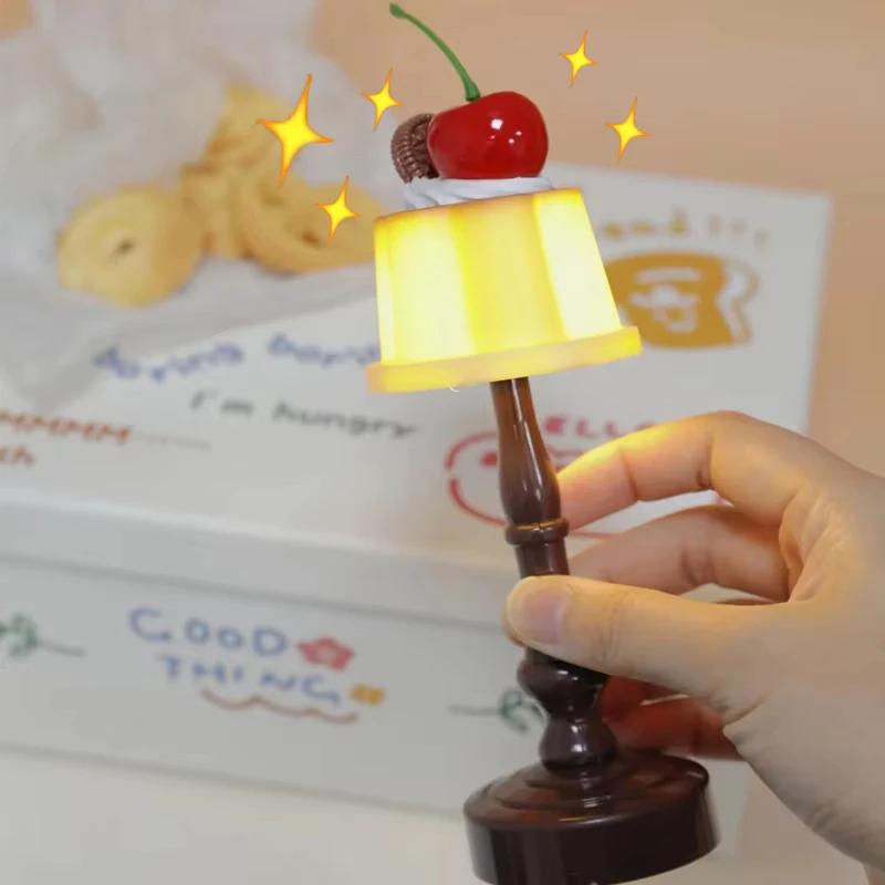 LED Bedroom Table Lamp With Battery Retro Pudding Night Light Desktop Decor Bedside SleepSuitable For Gift