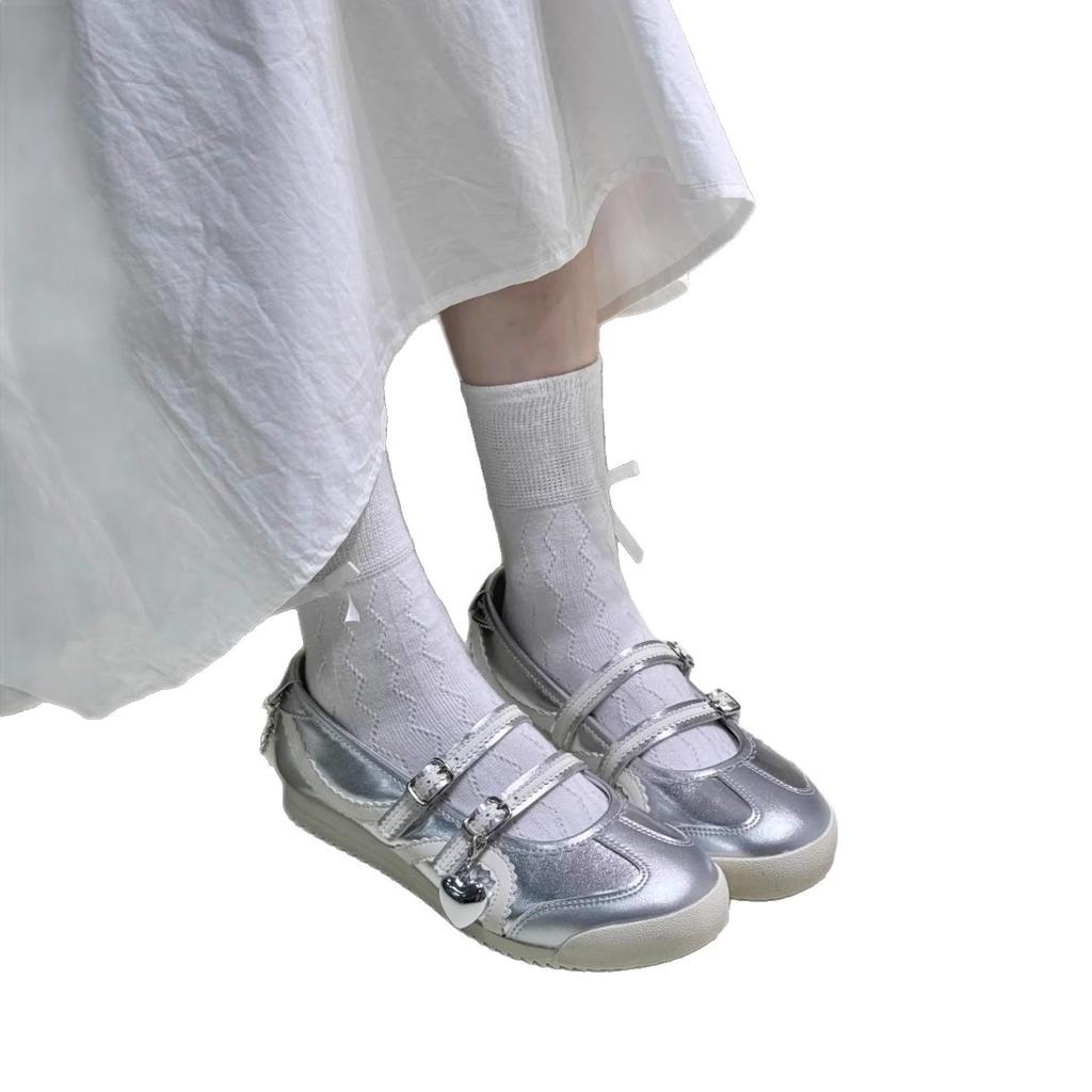 Sheepskin~ Su Shi round head ballet style one-word buckle Mary Jane shoes women's 2025 new inner height increase shallow mouth single shoes