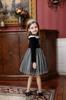 Weileenice Piano Recital Size Long Sleeve Black Princess Mourning Perfect for Memorial and More Dress, 140, Gray, Fall/Winter, Girls' Outfit, Dress,