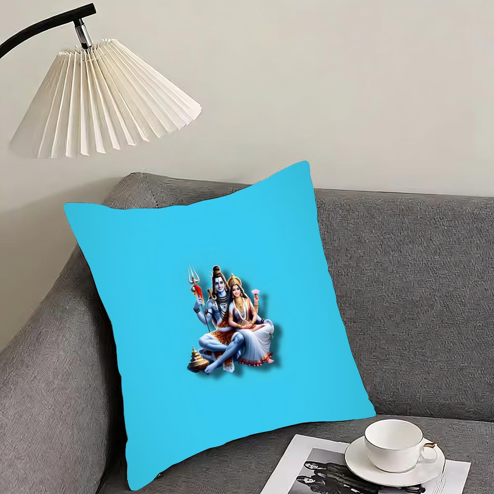 Lord Shiva Hindu God Buddha Cushion Cover Reversible Plush Pillow Cover – For car, sofa, bedroom, perfect as a gift.
