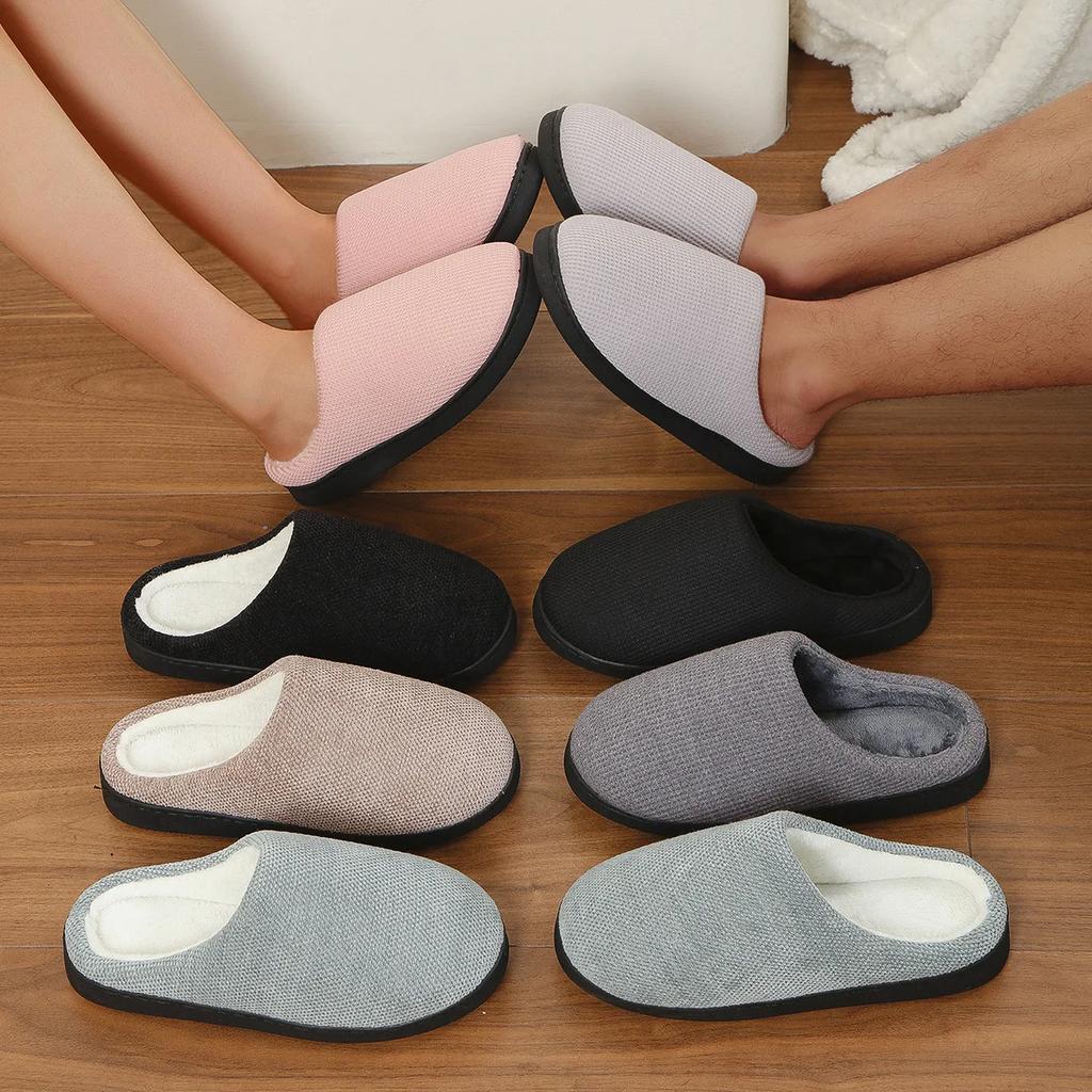 Women's Cozy Soft Sole Home Slippers Couples Winter Warm Indoor Bedroom Slippers Lightweight Anti Slip Plush Cotton Shoes Woman