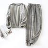 Pigiama da Uomo Autunno e Inverno Nuovo Pantaloni a Maniche Lunghe Flanella Caldo Tuta Plus Velluto Ispessito Due Pezzi Servizio da Casa Uomo