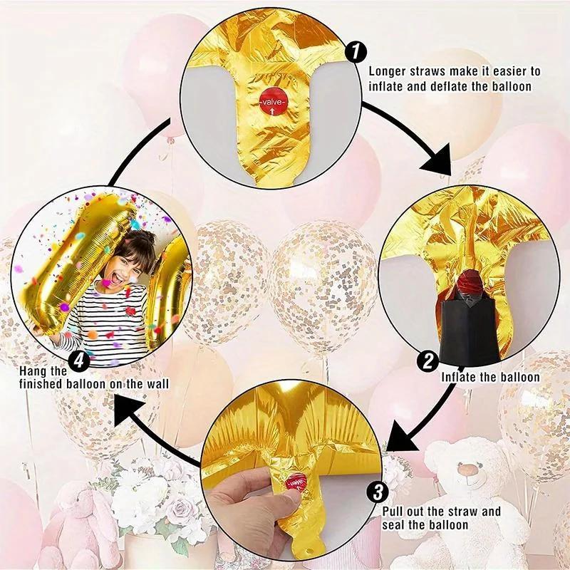 1 Pcs, Large Golden Balloon Number, Birthday Party Decoration Scene Aluminum Film Balloon
