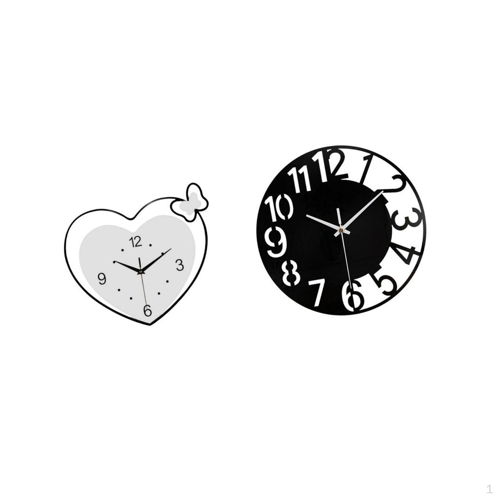Creative Acrylic Heart Shape Wall Clock Silent Easy to Read Decorative Round Art for Study Room