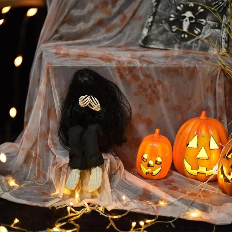1 ks Halloweenová plačící duchová dekorace Žertovná rekvizita Strašidelný azyl Ženský duch Vibrující strašidelná dívka Žertovná párty Strašidelná dekorace