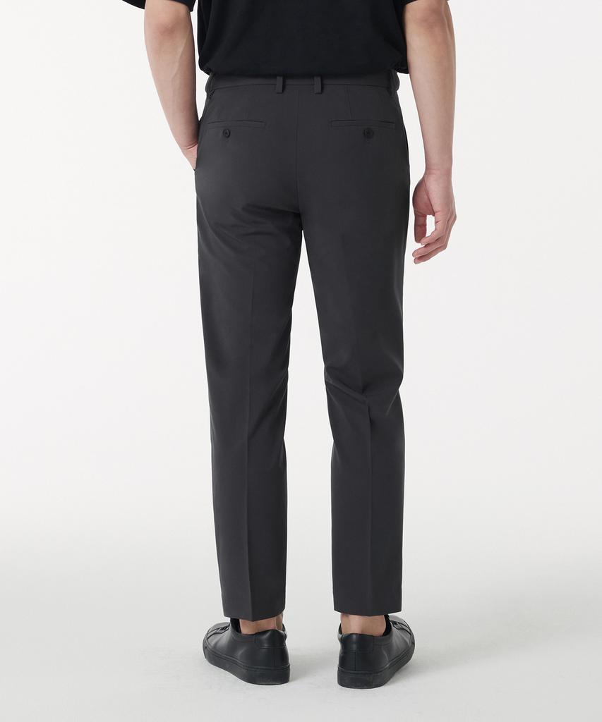 MUSINSA STANDARD [Cooltandard] Tapered Hidden Banding Crop Slacks [Gunmetal]