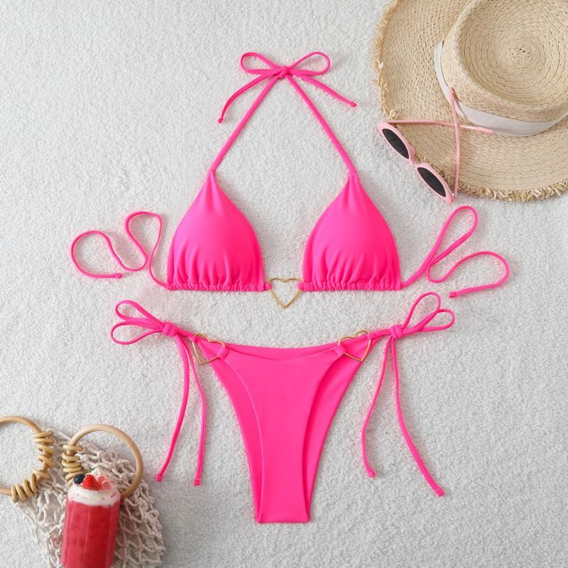 26 Bikini Trojúhelníkový Košíček Sexy Rozdělené Plavky Jednobarevné