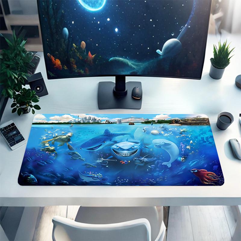 1Pc Ocean Adventure Sharks Dolphins Gaming Mouse Pad Keyboard Desk Mat Non-slip Rubber Lock Edge Waterproof Computer Mousepad for Office Home Decor Y1