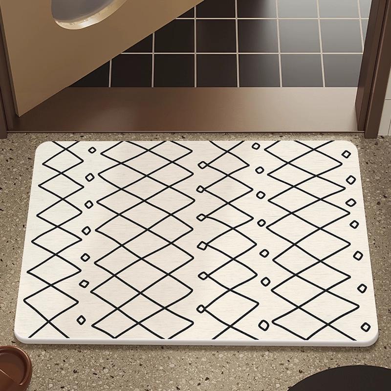 Stripe Cream Floor Mat - Non-Slip, Dirt-Resistant Doorway Mat, Mud Scraper, Washable Loop Pile for Entrances