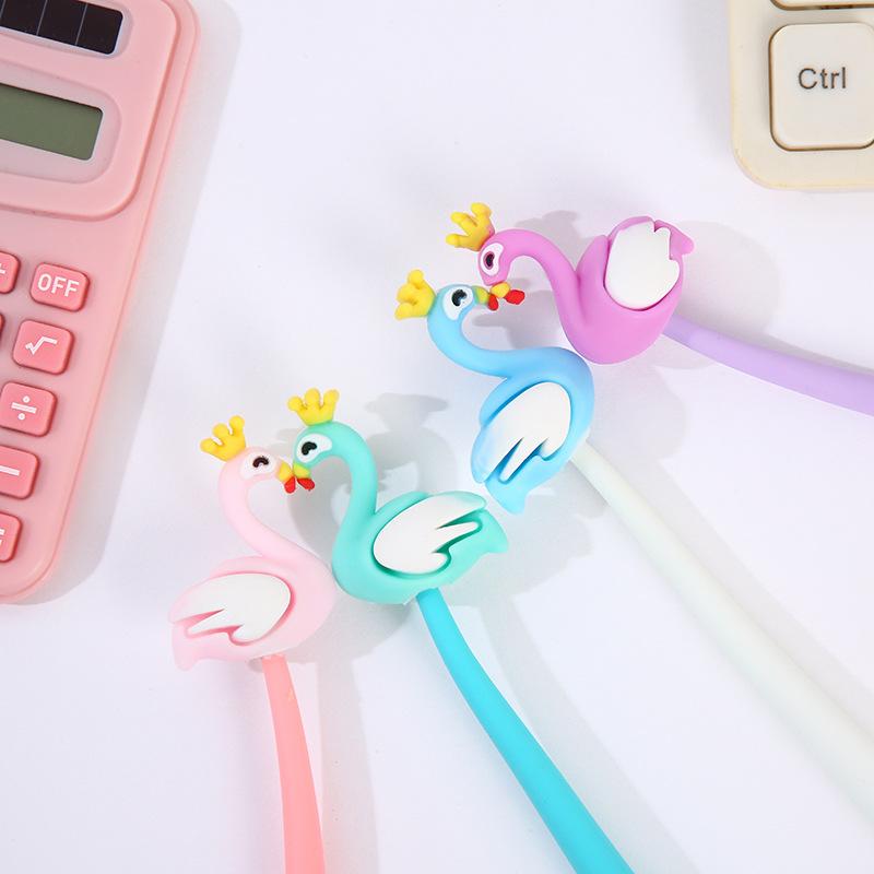 24Pcs 0.5mm Flamingo Neutral Pen, Black Ink, Creative Design, Smooth Writing Tools, School Office, Family, Student Stationery, Gifts