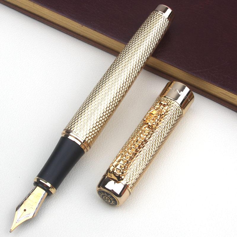 JINHAO 1200 Lusso Alta Qualità Bianco Perla Dorata Colore Drago Ufficio Business Pennino Medio Rollerball Penna Ufficio Business