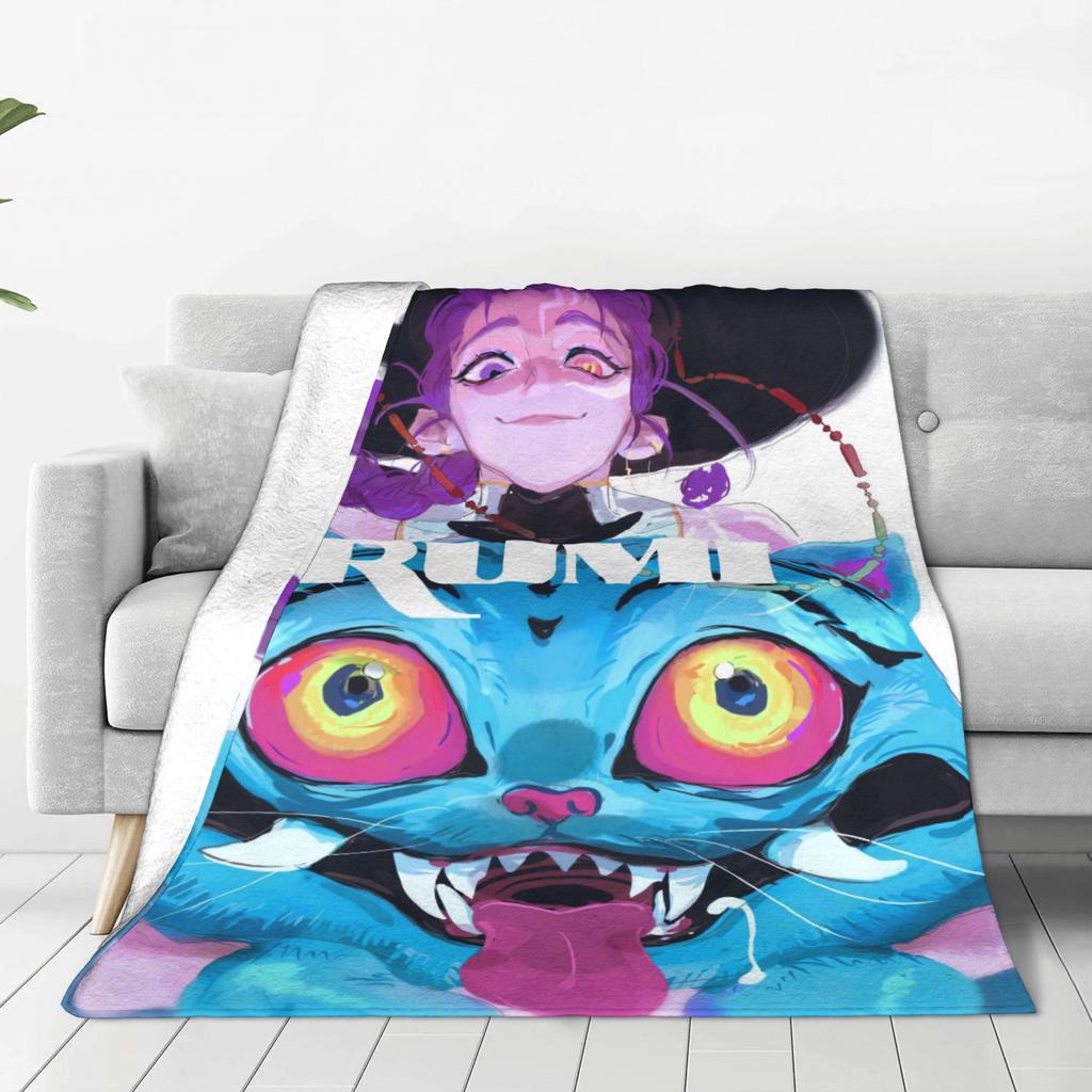 Derpy Tiger & Jinu & Rumi Blanket Quality Super Soft Kpop Demon Hunters Bedding Throws Winter Kids Decor Street Trend Bedspread