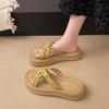 New summer new leopard print cross daily versatile casual temperament simple outer wear thick-soled comfortable slippers