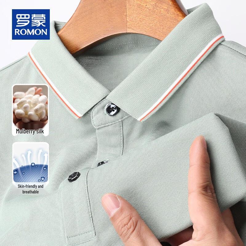 ROMON Men s Silk Blend Short-Sleeve Polo Shirt L