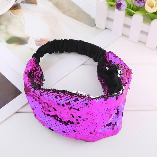 Women Headband Reversible Shiny Sequins Headband Elastic Hair Fixing Decoration Decorative Hair Accessories