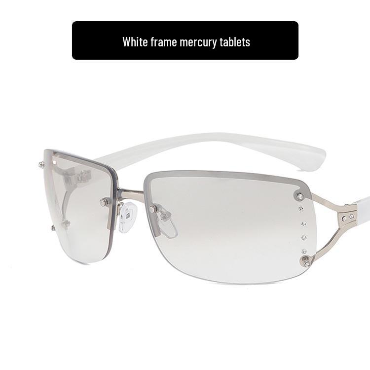 

Y2K Ретро Квадратні Сонцезахисні Окуляри зі Стразами: Модний одяг середини століття для чоловіків та жінок As Shown