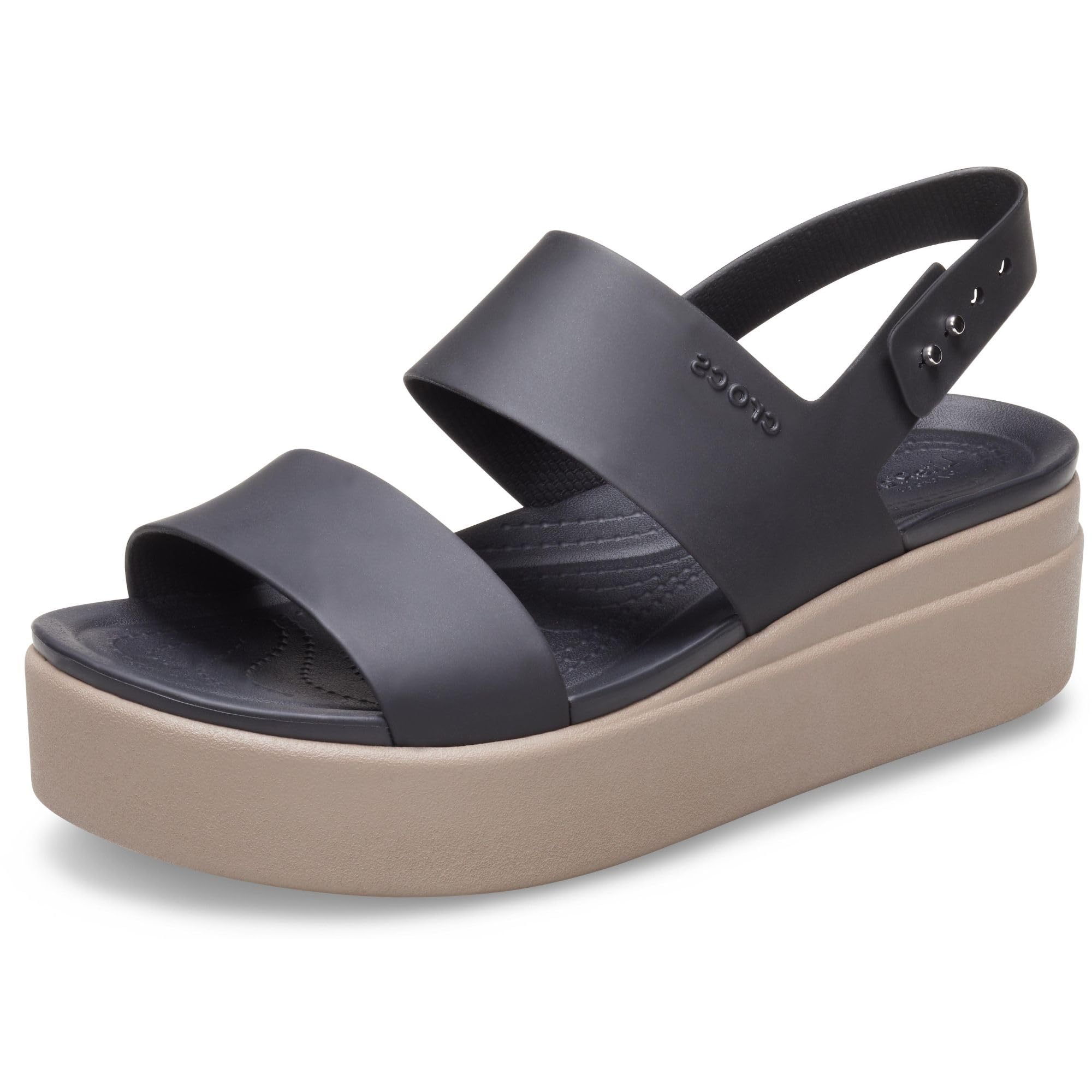 Crocs Brooklyn Low Wedge Sandals for Size 25 cm [CROCS] Women, Black/Mushroom,
