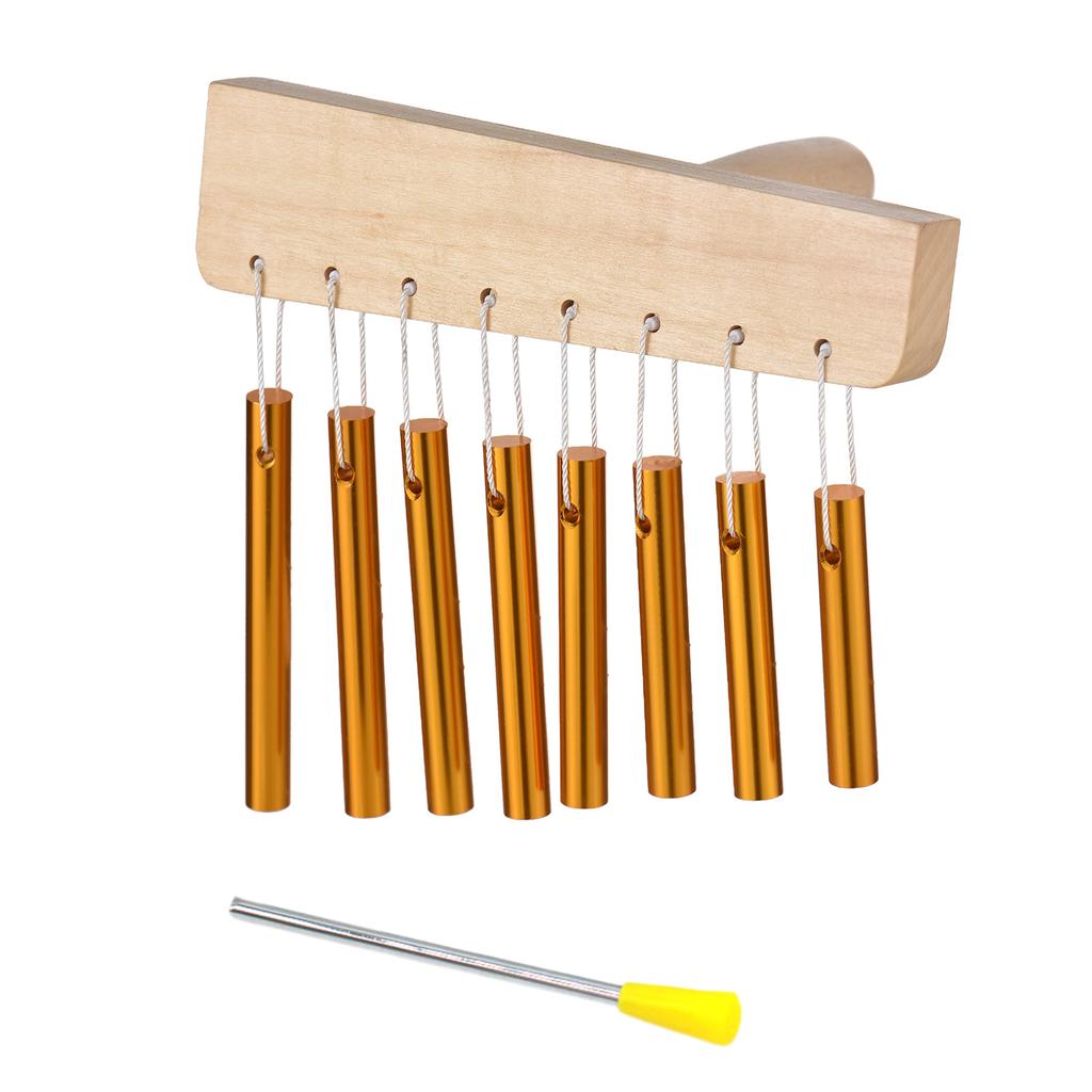 Bar Chimes 8 Tone Hand Bells with Knock Stick Birch Wood Solid Aluminum Tube Windchime Chimes Bells