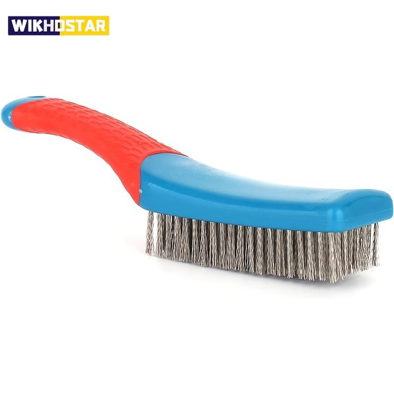 Heavy Duty Stainless Steel Wire Brush with Comfortable Plastic Handle - Perfect for Removing Rust, Welding Slag, Dirt, and Paint