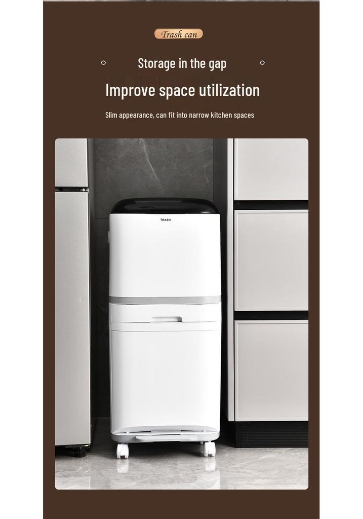 Premium Kitchen Trash Can with Lid, Pedal, and Waste Sorting