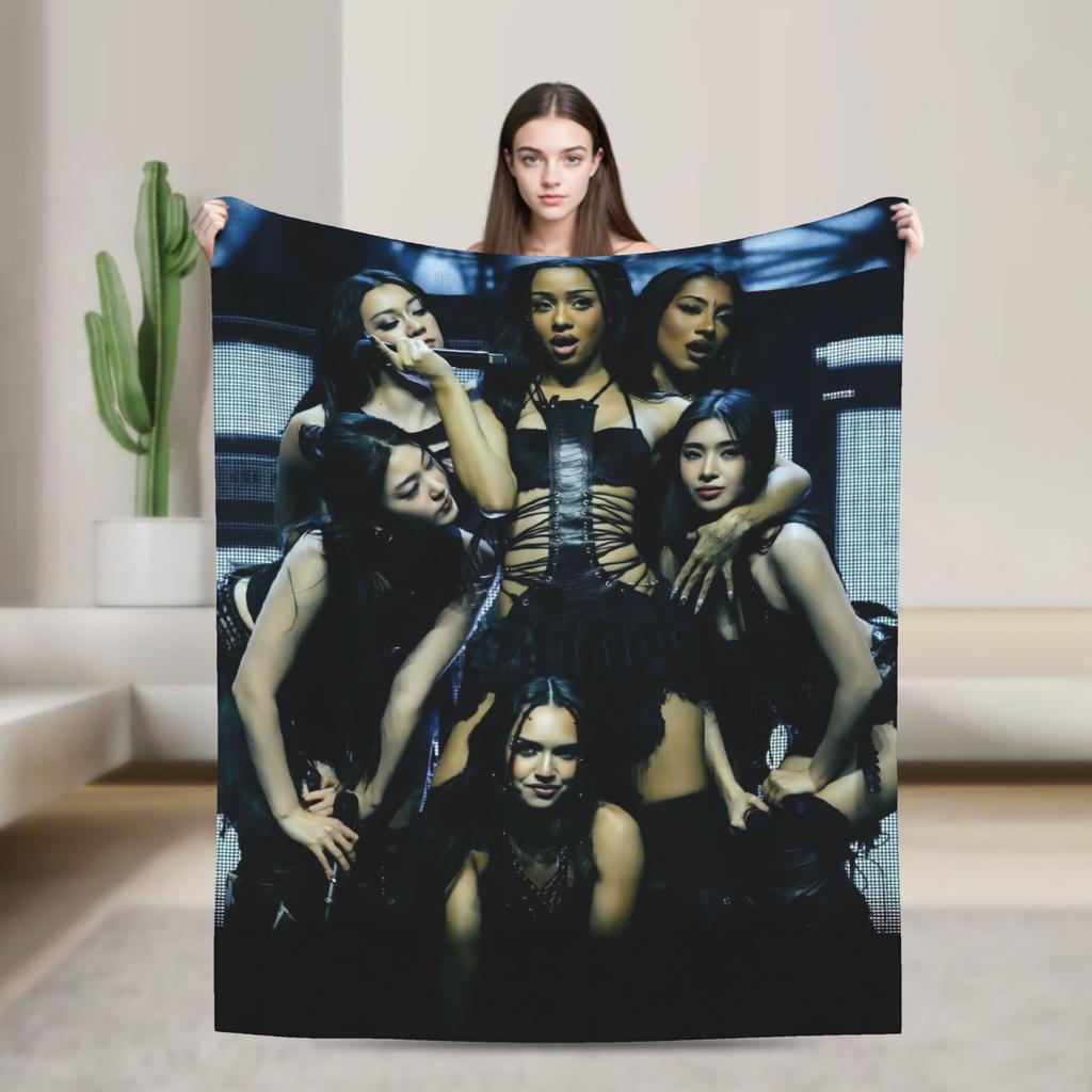 Manon Katseye Kpop Blanket Flannel Textile Decor Multi-function Lightweight Throw Blanket for Bed Couch Quilt
