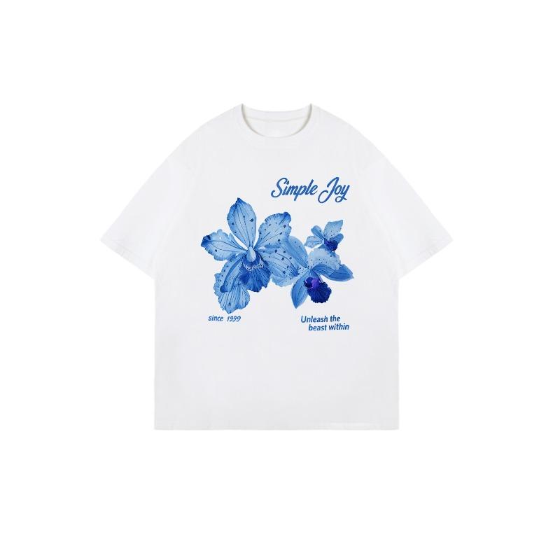 Oversized T Shirt Black Blue Orchid Floral Print Simple Joy Since 1999 Unleash The Beast Within Text Design Casual Wear For Women  Streetwear Fashion