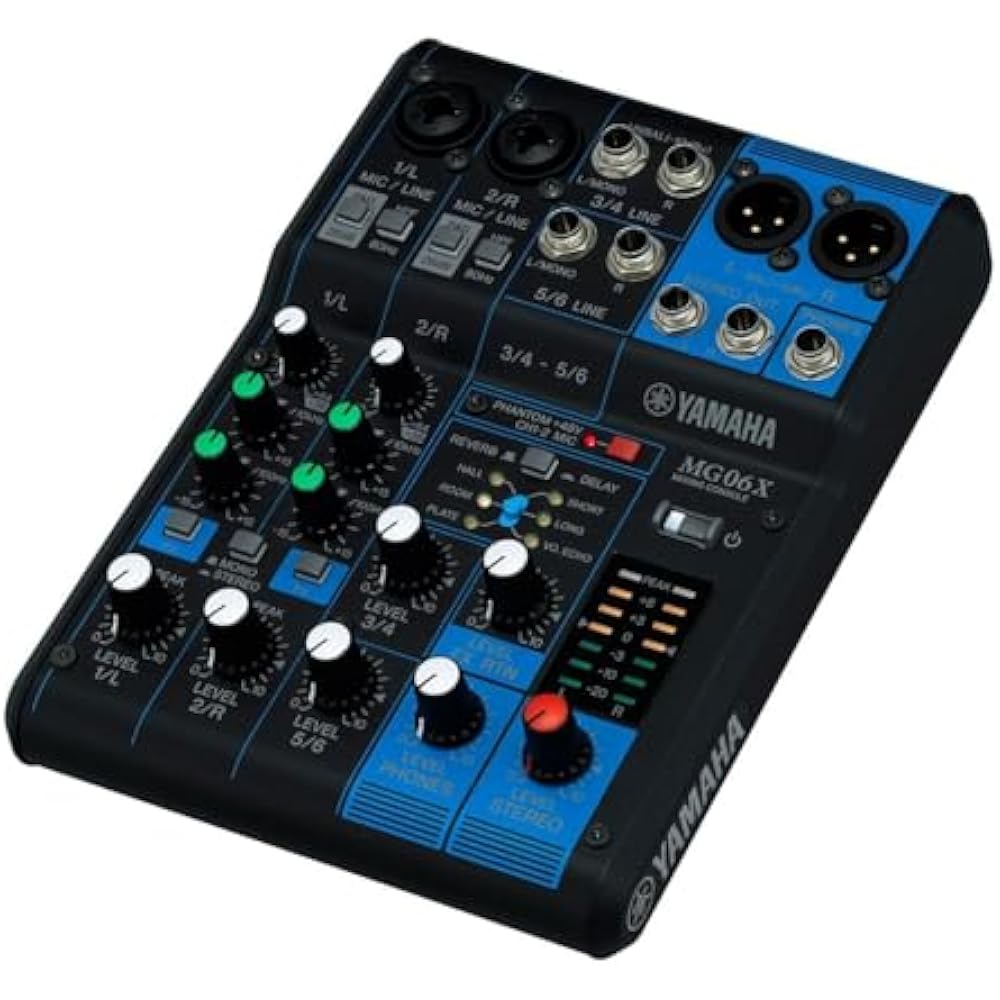 YAMAHA YAMAHA 6-channel Mixing Console MG06X Equipped with Up To 2 Mic/6 Line Inputs (2 Mono/2 St...